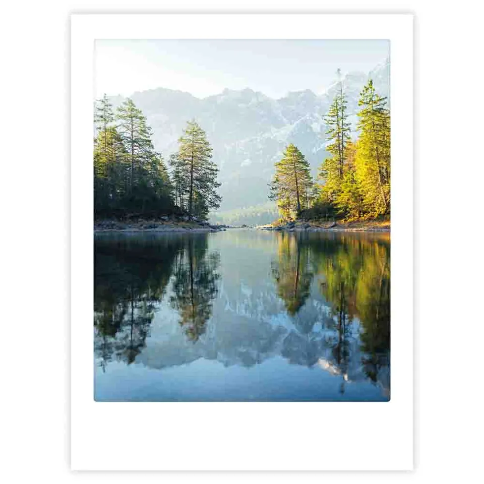 pickmotion-art-poster-mountain-lake-wandbild-mit-echtglas-rahmen image 1