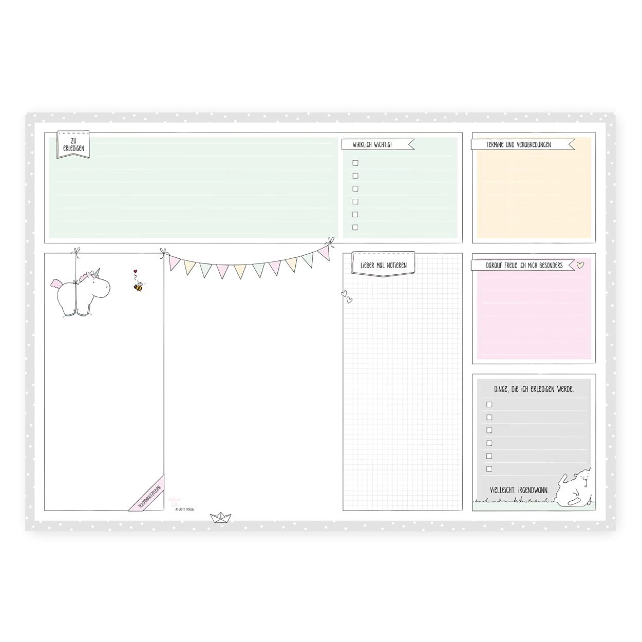 gr-tz-verlag-katz-und-tinte-schreibtischunterlage-din-a2-einhorn-mintgr-n image 1