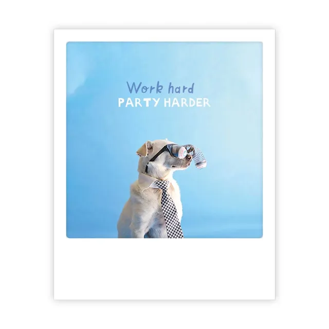 pickmotion-party-hard-postkarte-im-sofortbild-stil image 1