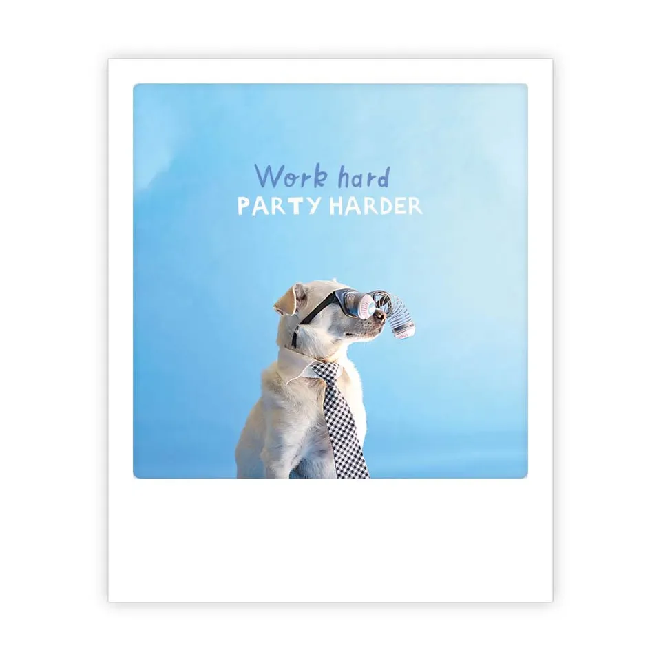 pickmotion-party-hard-postkarte-im-sofortbild-stil image 1