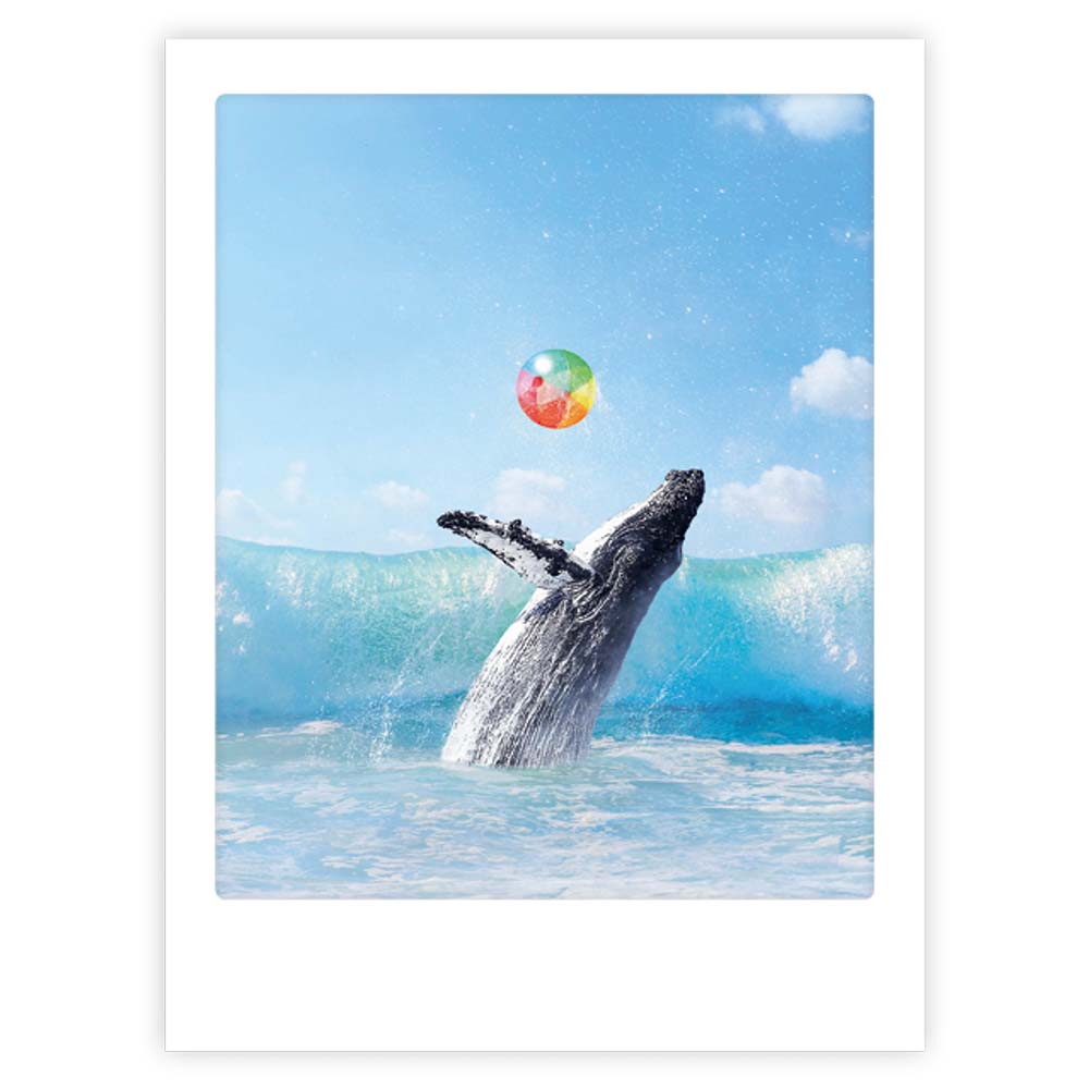 pickmotion-art-poster-happy-whale-mit-echtglas-rahmen image 1