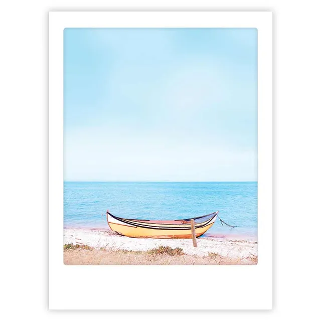 pickmotion-yellow-boat-art-poster-mit-echtglas-rahmen image 1