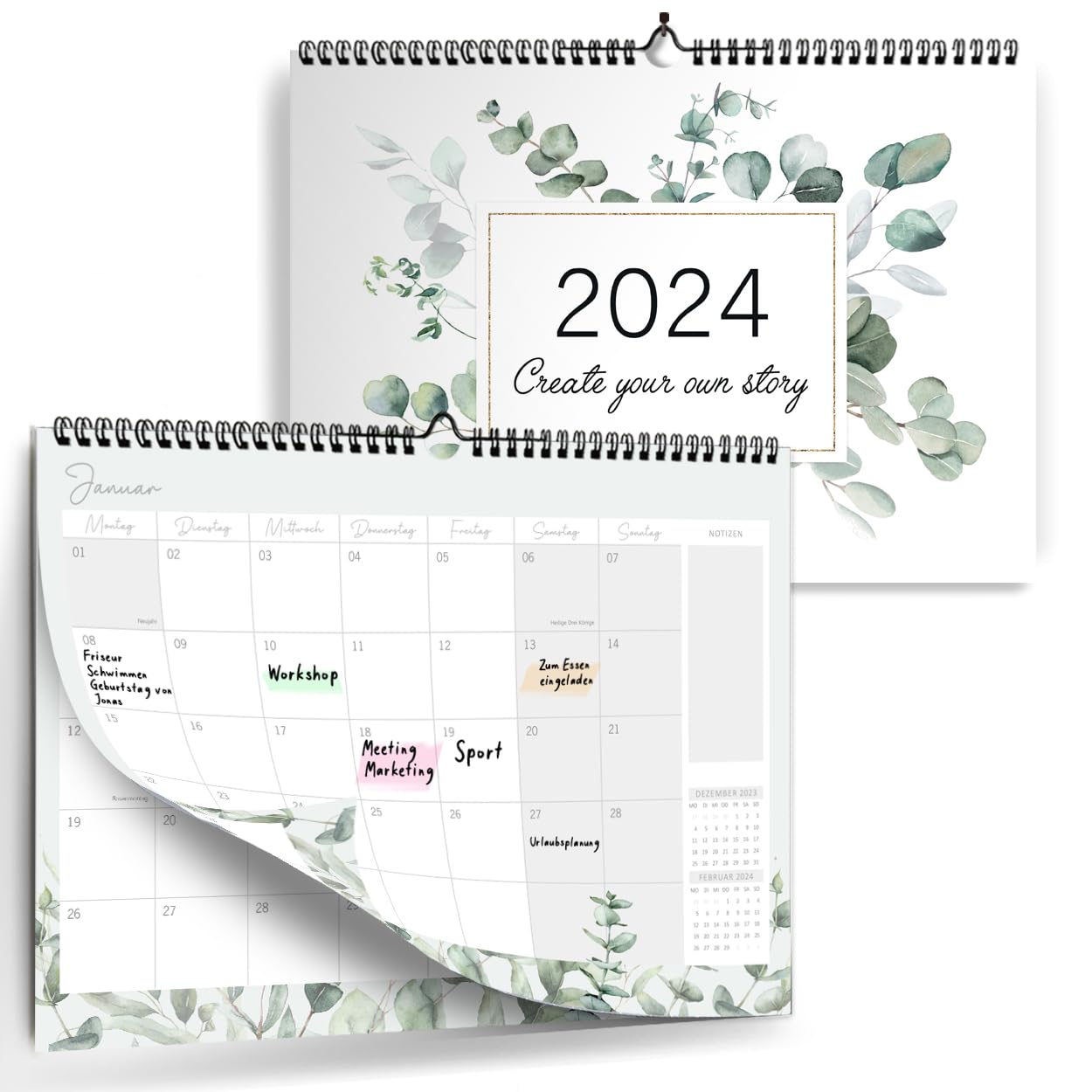 gr-tz-verlag-monatskalender-2024-wandkalender-a4-quer-floral image 1