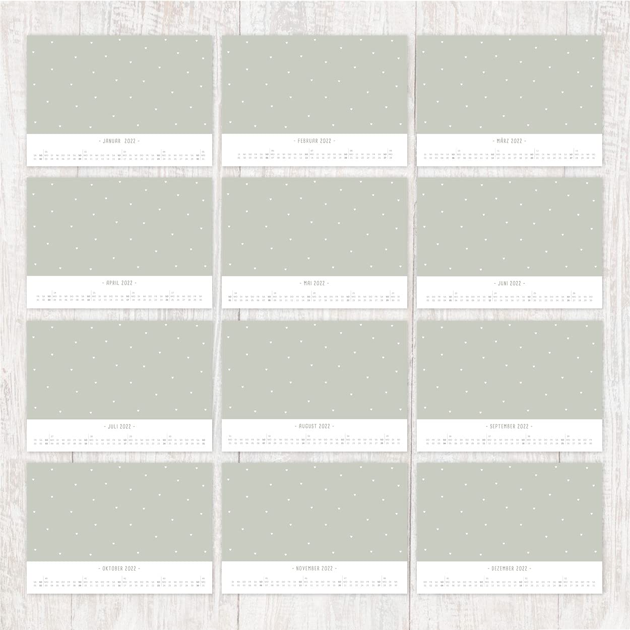 gr-tz-verlag-bastelkalender-2022-din-a4-quer-goldherzen-wandkalender image 4