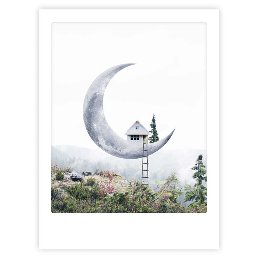 pickmotion-art-poster-living-on-the-moon-mit-echtglas-rahmen image 1