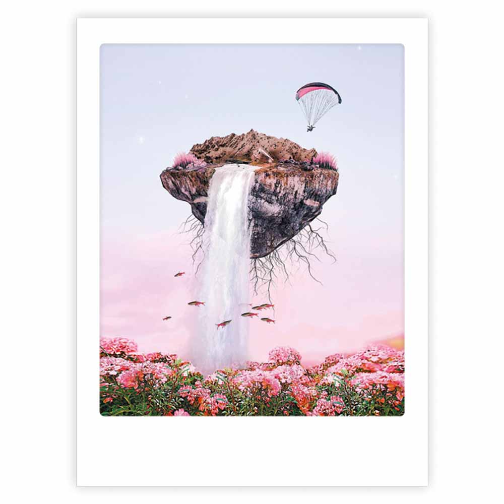 pickmotion-art-poster-fantasy-waterfall-mit-echtglas-rahmen image 1