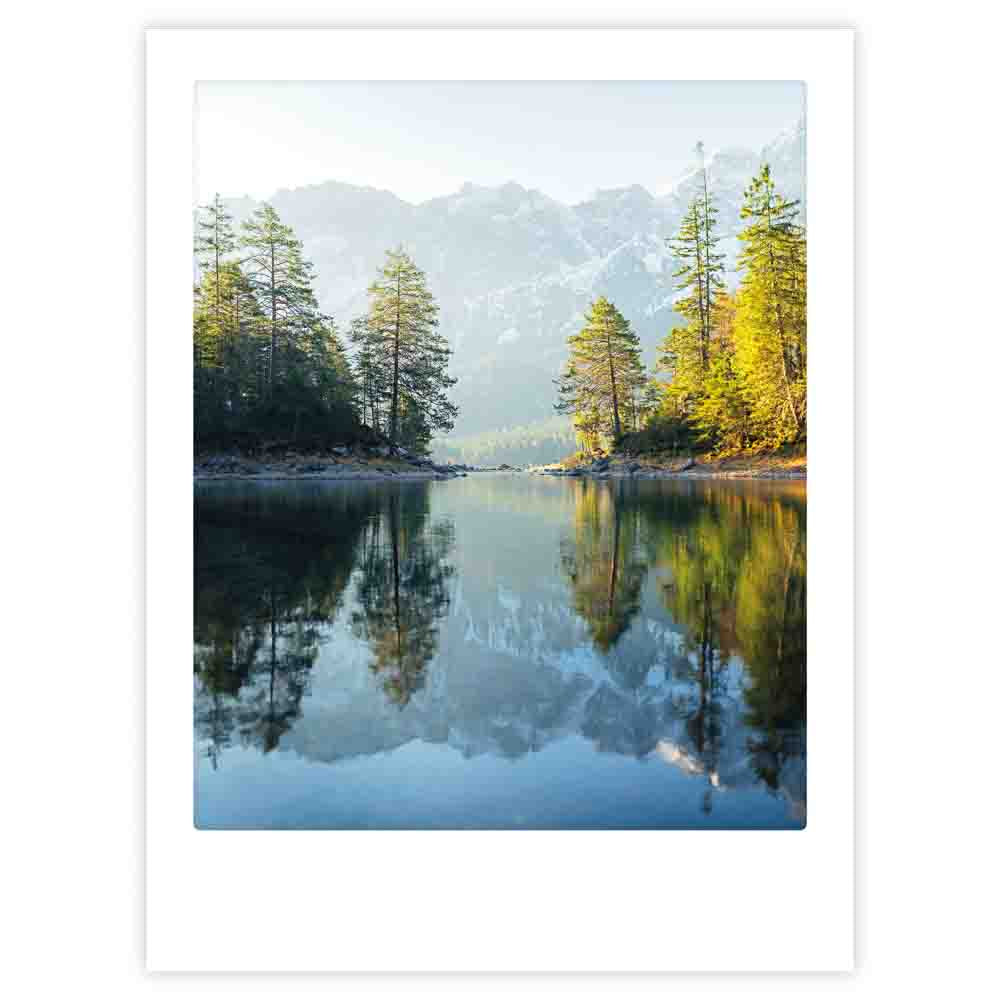pickmotion-art-poster-mountain-lake-wandbild-mit-echtglas-rahmen image 1