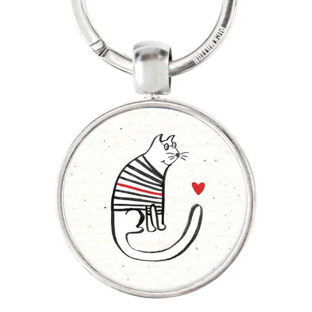 pickmotion-schl-sselanh-nger-striped-cat-mit-edelstahl-ring image 1
