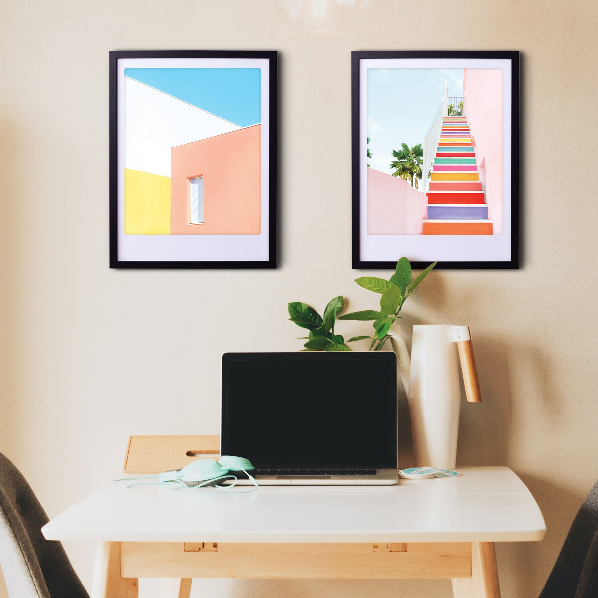 pickmotion-rainbow-stairs-art-poster-mit-echtglas-rahmen image 2