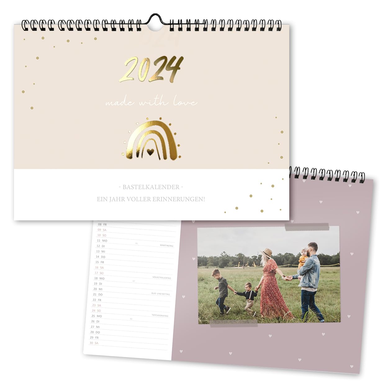 gr-tz-verlag-fotokalender-2024-blattgold-a4-quer-bastelkalender-beige image 1