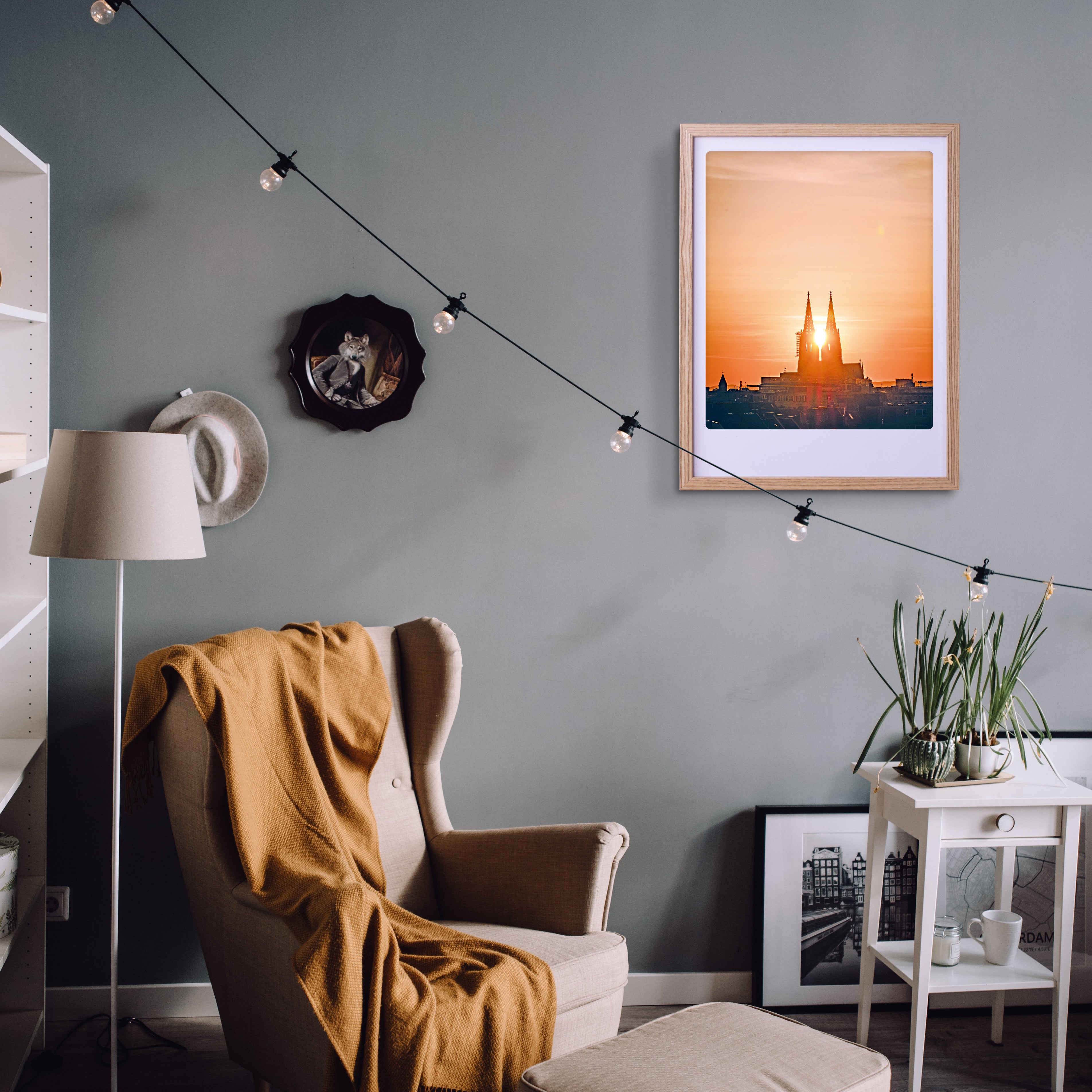 pickmotion-art-poster-sunset-in-cologne-mit-echtglas-rahmen image 2