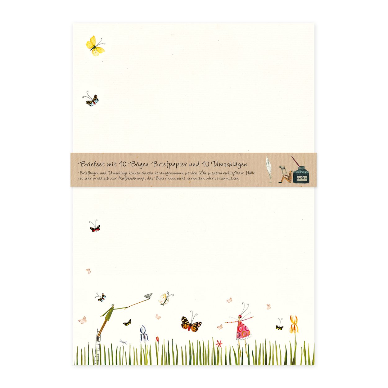 gr-tz-verlag-briefpapier-set-schmetterlinge-din-a4-blumen-tiere-10-seiten-mit-um image 1