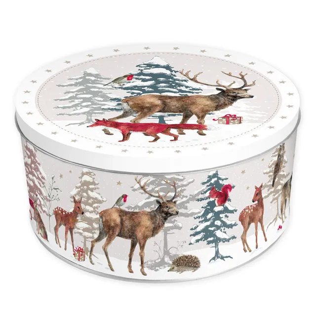 gr-tz-verlag-keksdose-retro-rund-rot-blech-weihnachtswald image 1
