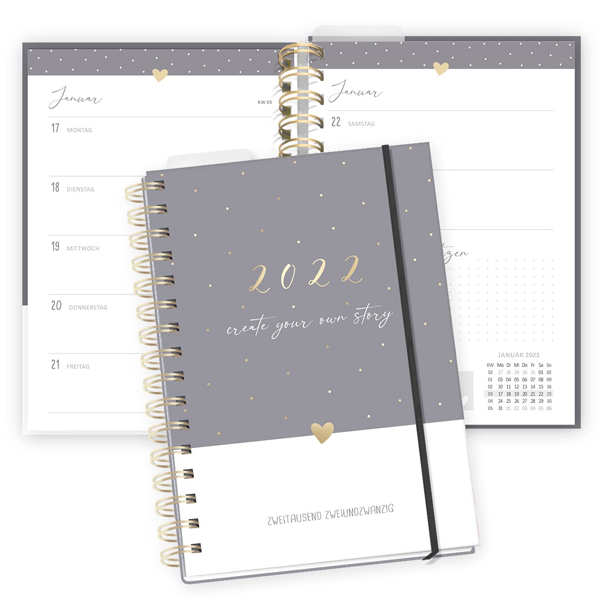 gr-tz-verlag-organizer-2022-a5-wochenplaner-1-woche-2-seiten-ringbuch-goldfolie image 1