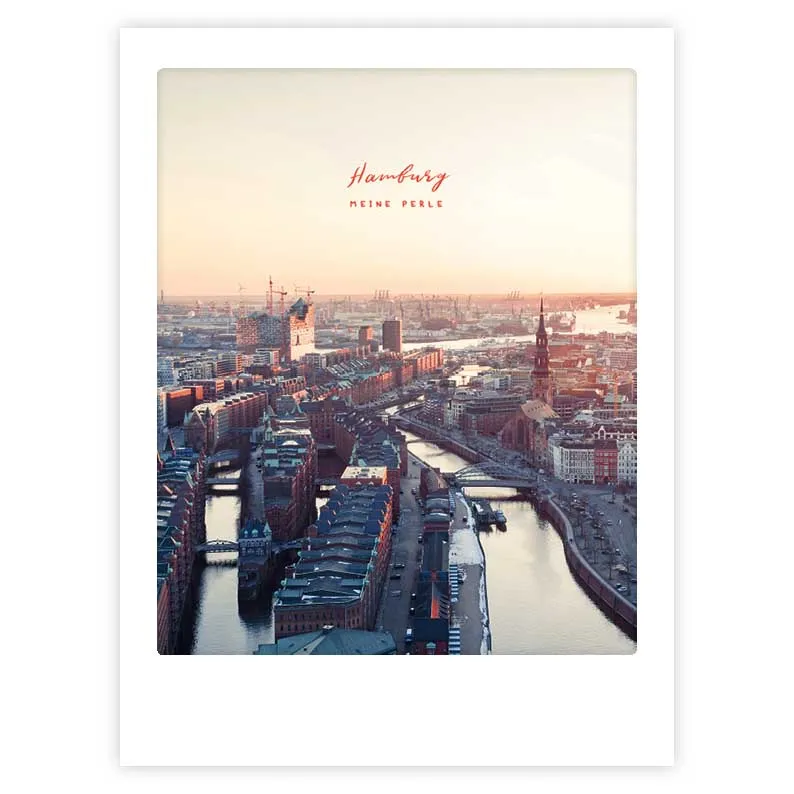 pickmotion-art-poster-sunset-over-hamburg-mit-echtglas-rahmen image 1