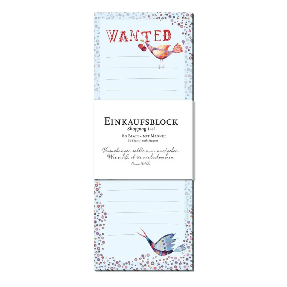 gr-tz-verlag-einkaufsblock-wanted-paradiesv-gel-magnet-notizblock-liniert-8-x-21 image 1