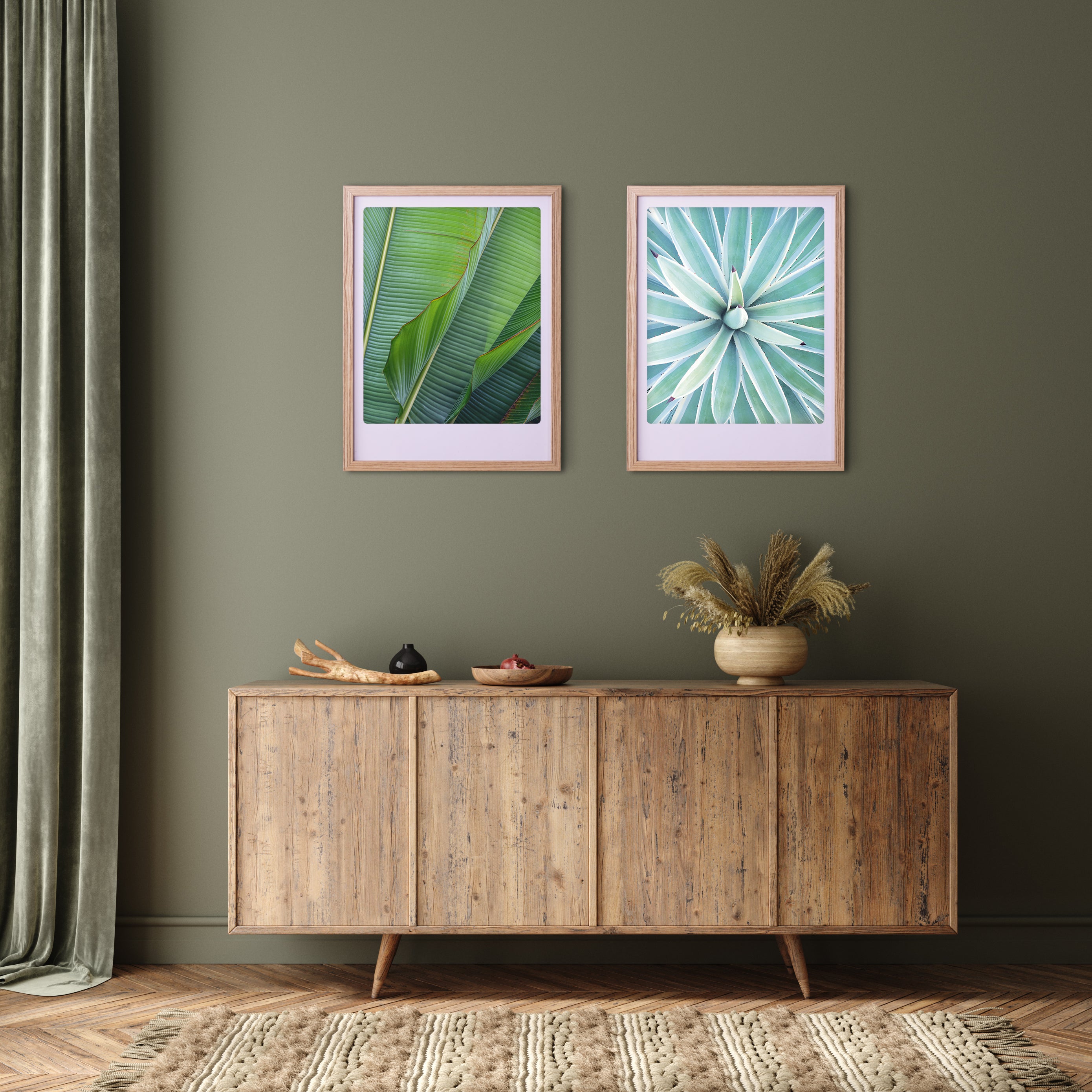 pickmotion-art-poster-green-leaves-mit-echtglas-rahmen image 2