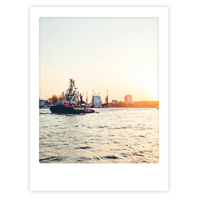 pickmotion-goldener-hafen-art-poster-mit-echtglas-rahmen image 1