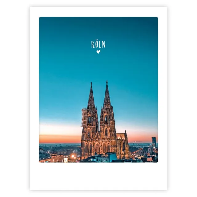 pickmotion-blue-hour-in-cologne-art-poster-mit-echtglas-rahmen image 1