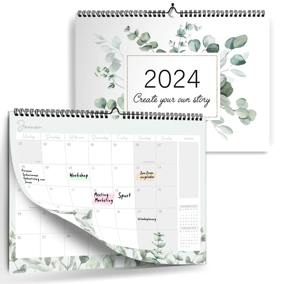 gr-tz-verlag-monatskalender-2024-wandkalender-a4-quer-floral image 1