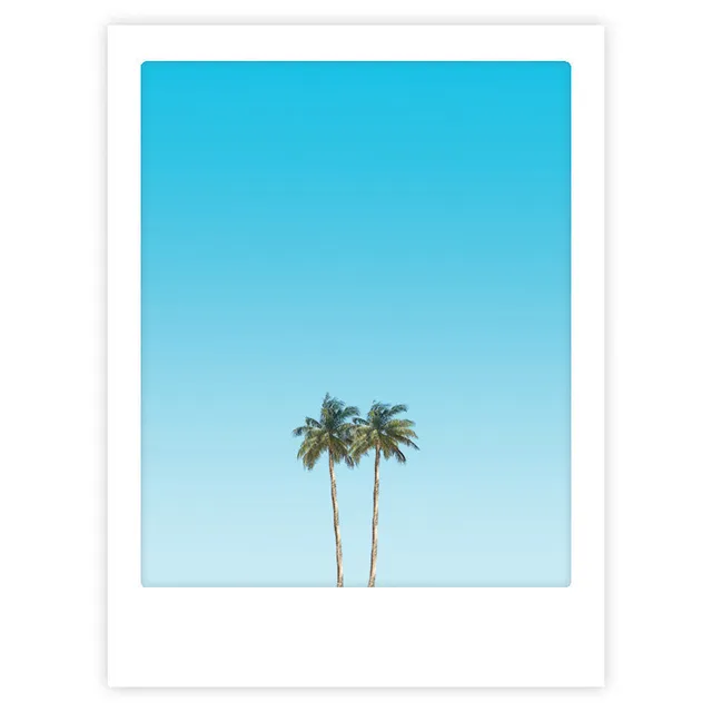 pickmotion-happy-palm-trees-art-poster-mit-echtglas-rahmen image 1