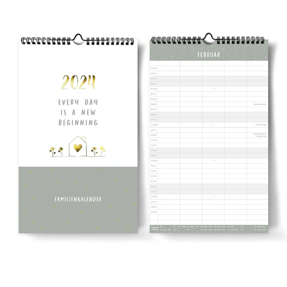 gr-tz-verlag-familienkalender-2024-blattgold-wandkalender-a4-19-x-32-cm-5-spalte image 1
