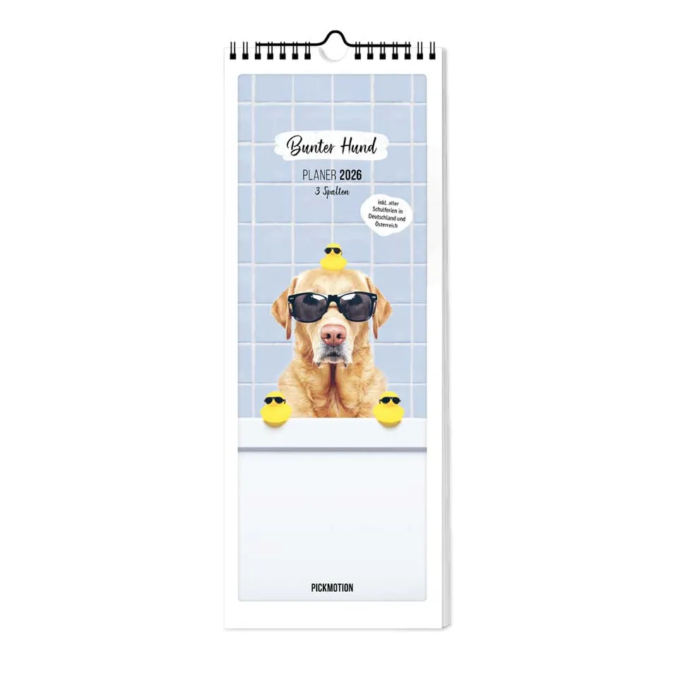 pickmotion-planer-bunter-hund-2026-format-15x40-cm image 1