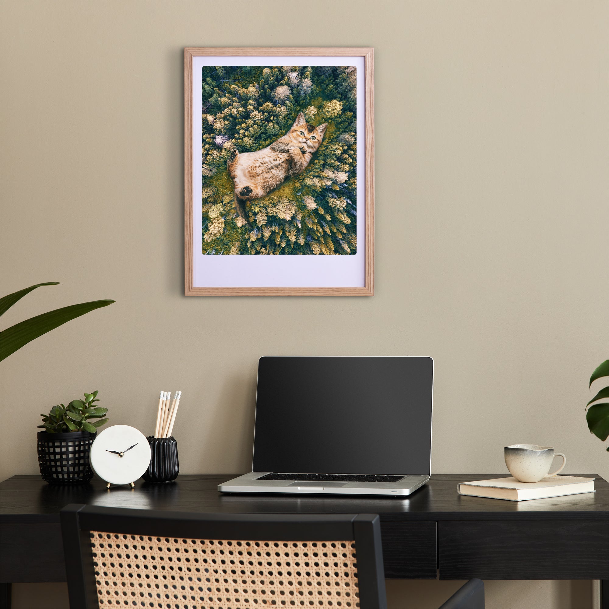 pickmotion-art-poster-cat-from-above-wandposter-mit-echtglas-rahmen-option image 2