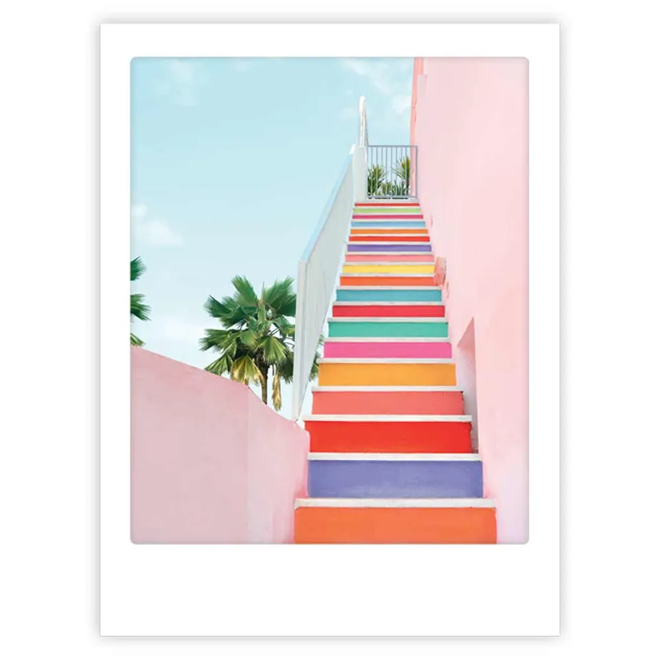 pickmotion-rainbow-stairs-art-poster-mit-echtglas-rahmen image 1