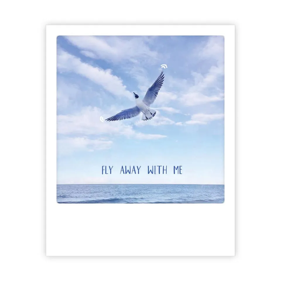 pickmotion-fly-away-with-me-postkarte-im-sofortbild-stil image 1