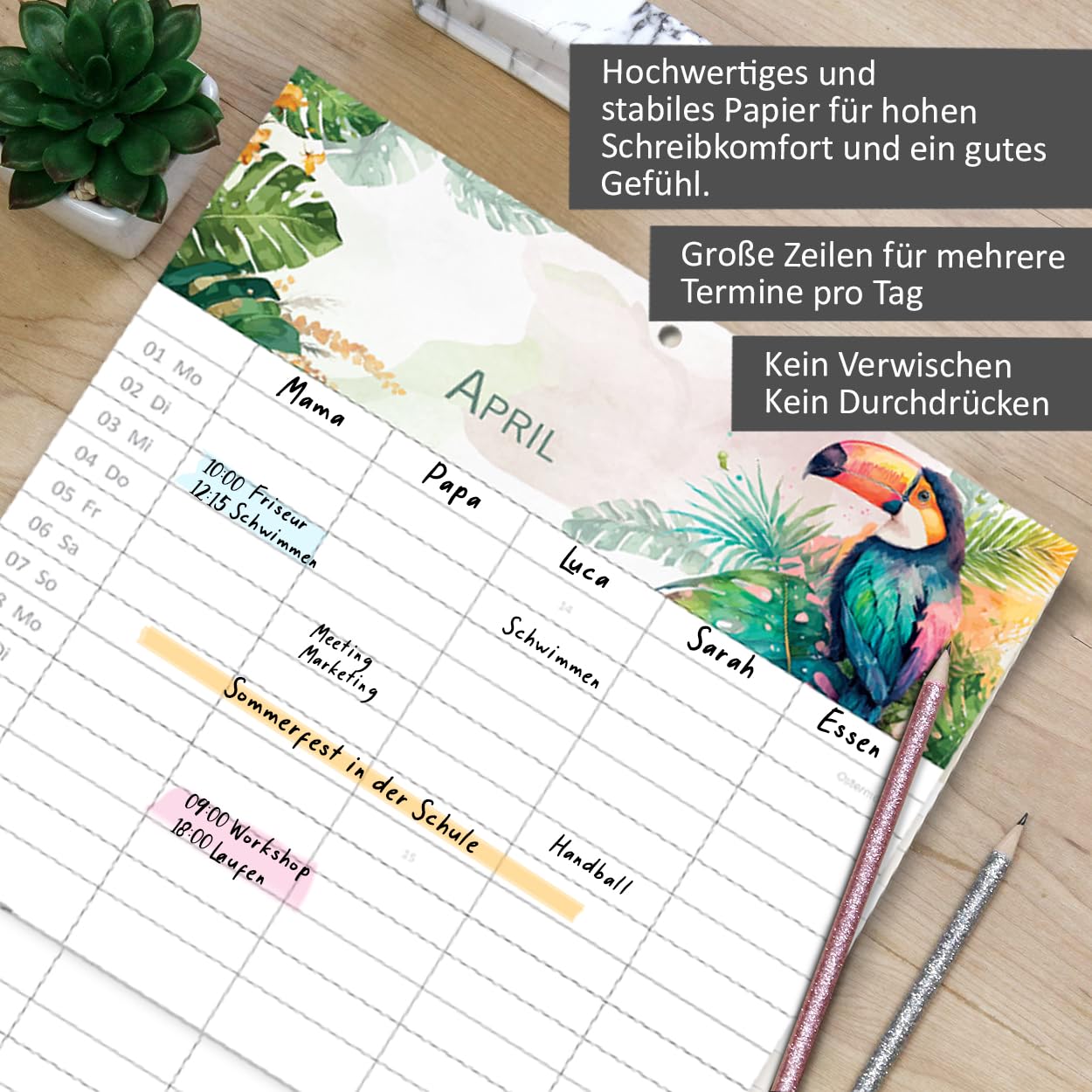 gr-tz-verlag-familienplaner-2024-5-spalten-tiere-wandkalender-22x43-cm image 2