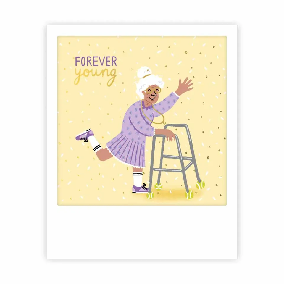 pickmotion-kleine-postkarte-forever-young-dancing-grandma image 1