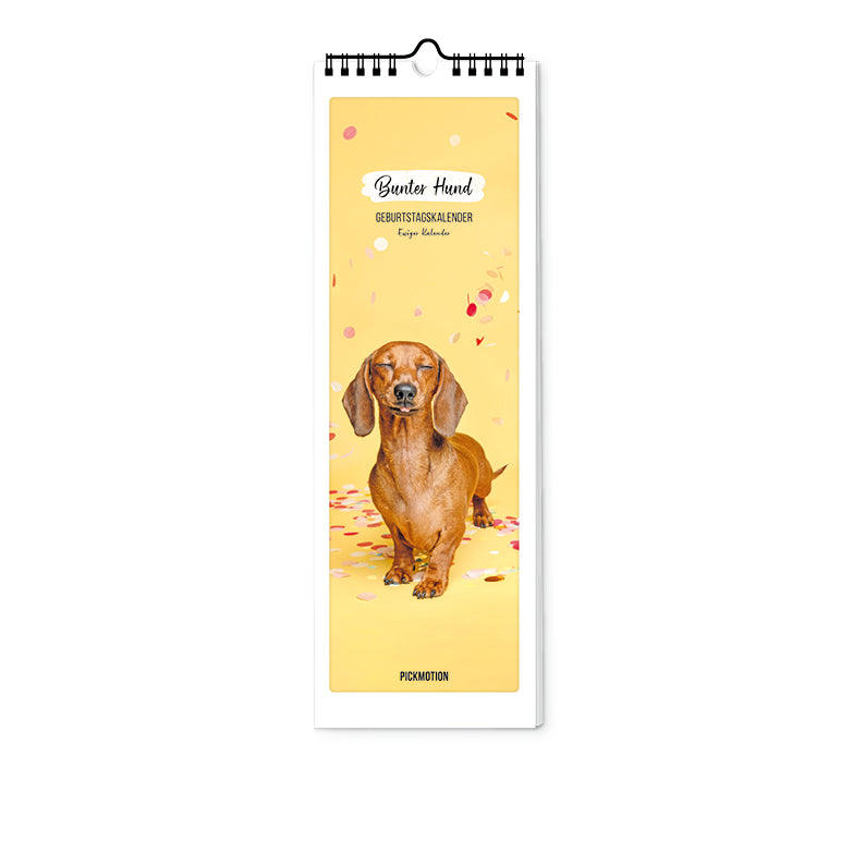 pickmotion-geburtstagskalender-bunter-hund-12x36-cm image 1