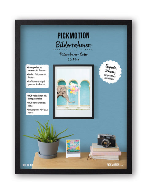 pickmotion-echtglas-rahmen-mdf-schwarz-bilderrahmen-f-r-art-poster image 1