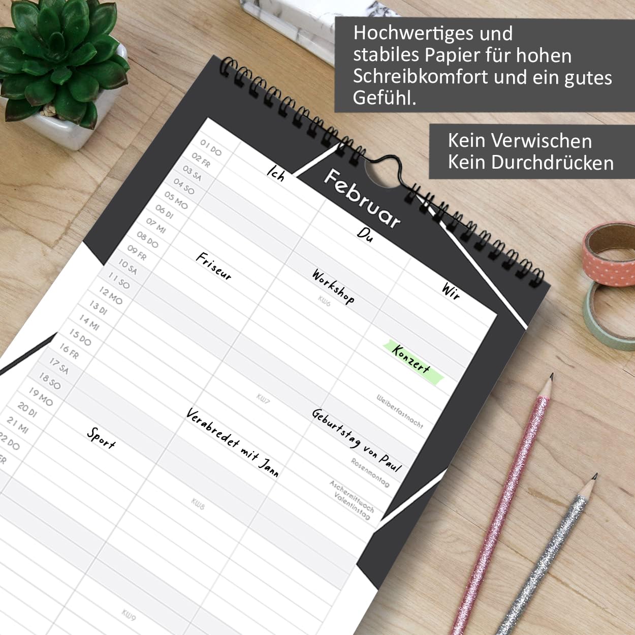 gr-tz-verlag-paarplaner-wandkalender-2024-mit-3-spalten-19-x-32-cm-schwarz-wei-e image 4
