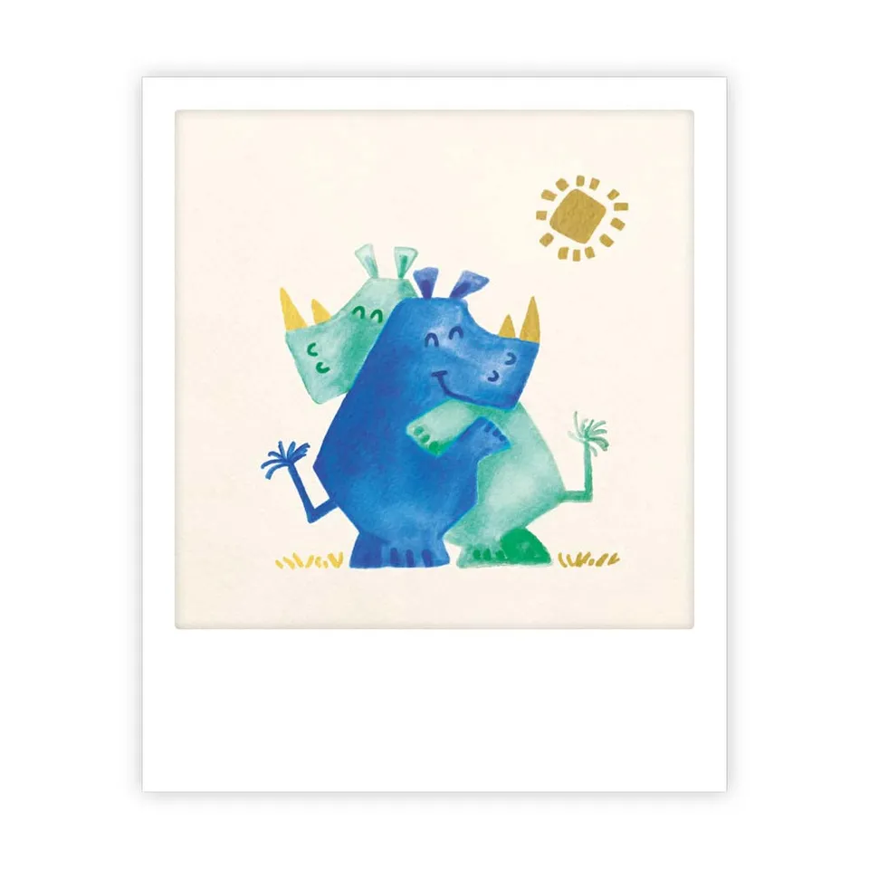 pickmotion-kleine-postkarte-rhino-hug-tiermotiv-mit-illustration image 1