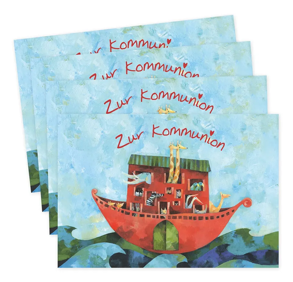 gr-tz-verlag-4er-set-gl-ckwunschkarten-kommunion-arche-mit-tieren-klappkarten-11 image 1