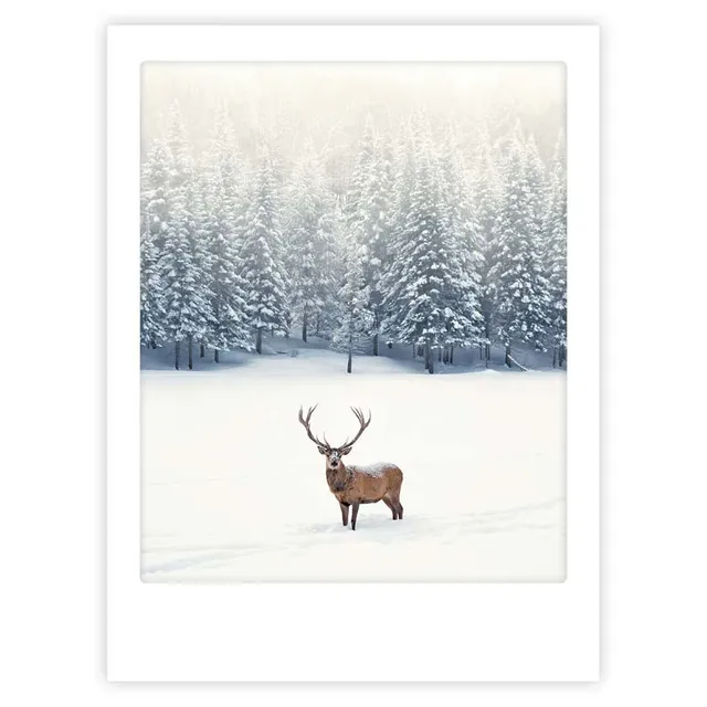 pickmotion-winter-deer-art-poster-mit-echtglas-rahmen image 1