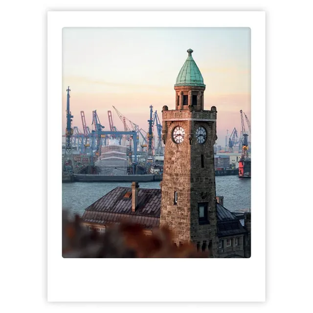 pickmotion-harbor-sunset-art-poster-mit-echtglas-rahmen image 1