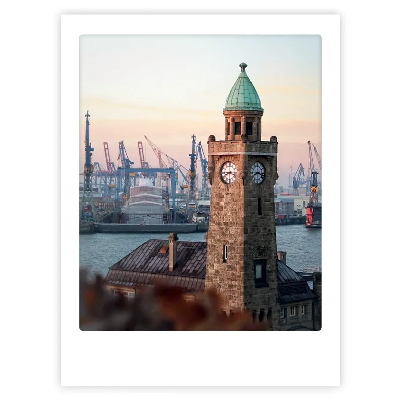 pickmotion-harbor-sunset-art-poster-mit-echtglas-rahmen image 1