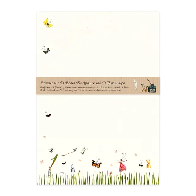 gr-tz-verlag-briefpapier-set-schmetterlinge-din-a4-blumen-tiere-10-seiten-mit-um image 1