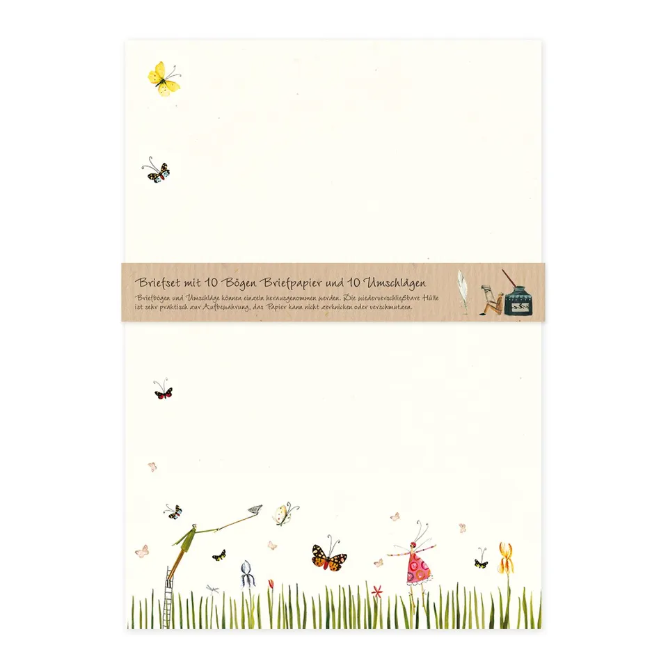 gr-tz-verlag-briefpapier-set-schmetterlinge-din-a4-blumen-tiere-10-seiten-mit-um image 1