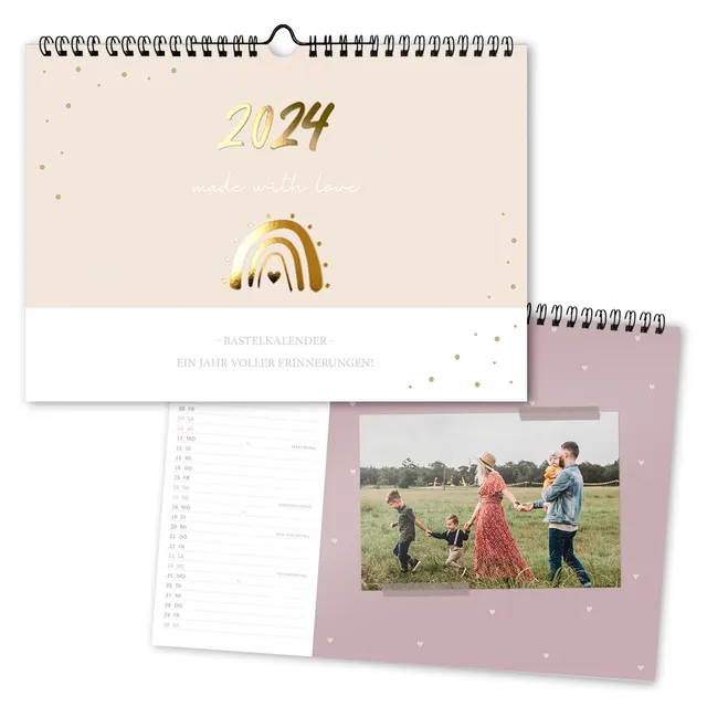 gr-tz-verlag-fotokalender-2024-blattgold-a4-quer-bastelkalender-beige image 1
