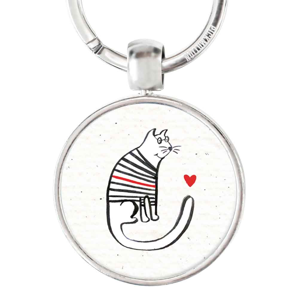 pickmotion-schl-sselanh-nger-striped-cat-mit-edelstahl-ring image 1