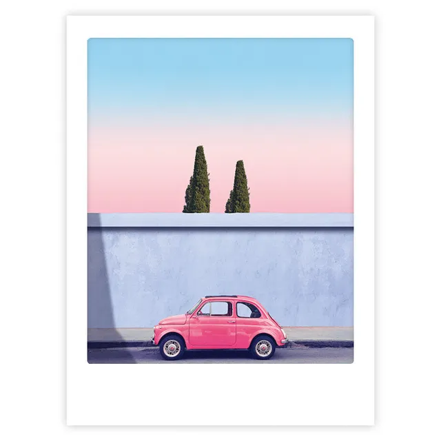 pickmotion-red-car-dawning-art-poster-mit-echtglas-rahmen image 1