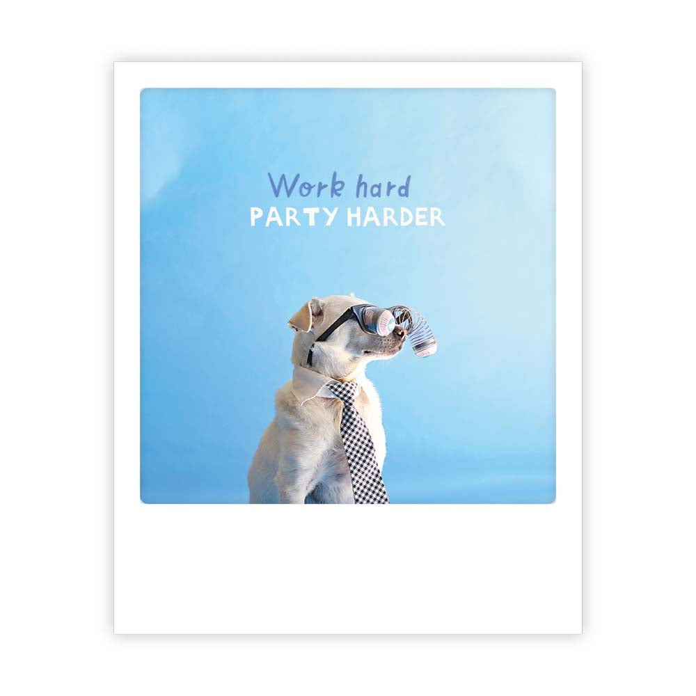 pickmotion-party-hard-postkarte-im-sofortbild-stil image 1