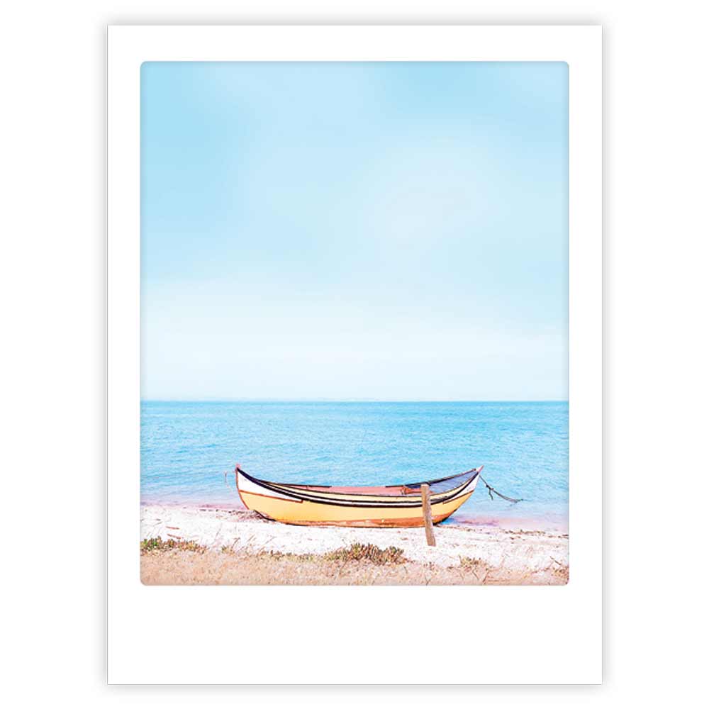 pickmotion-yellow-boat-art-poster-mit-echtglas-rahmen image 1