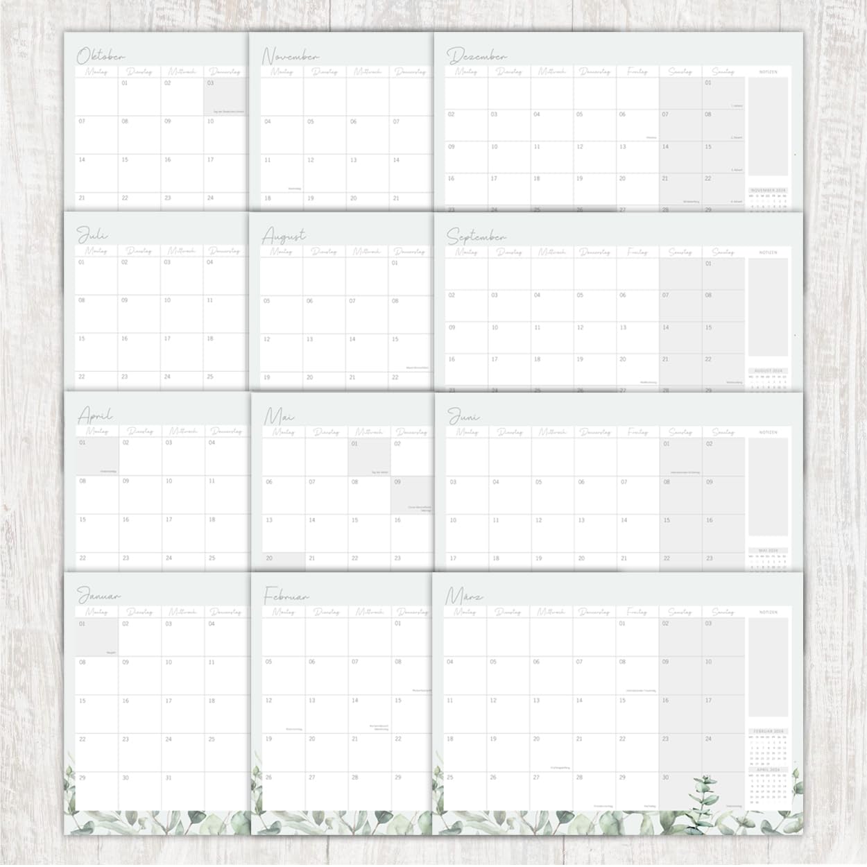 gr-tz-verlag-monatskalender-2024-wandkalender-a4-quer-floral image 4