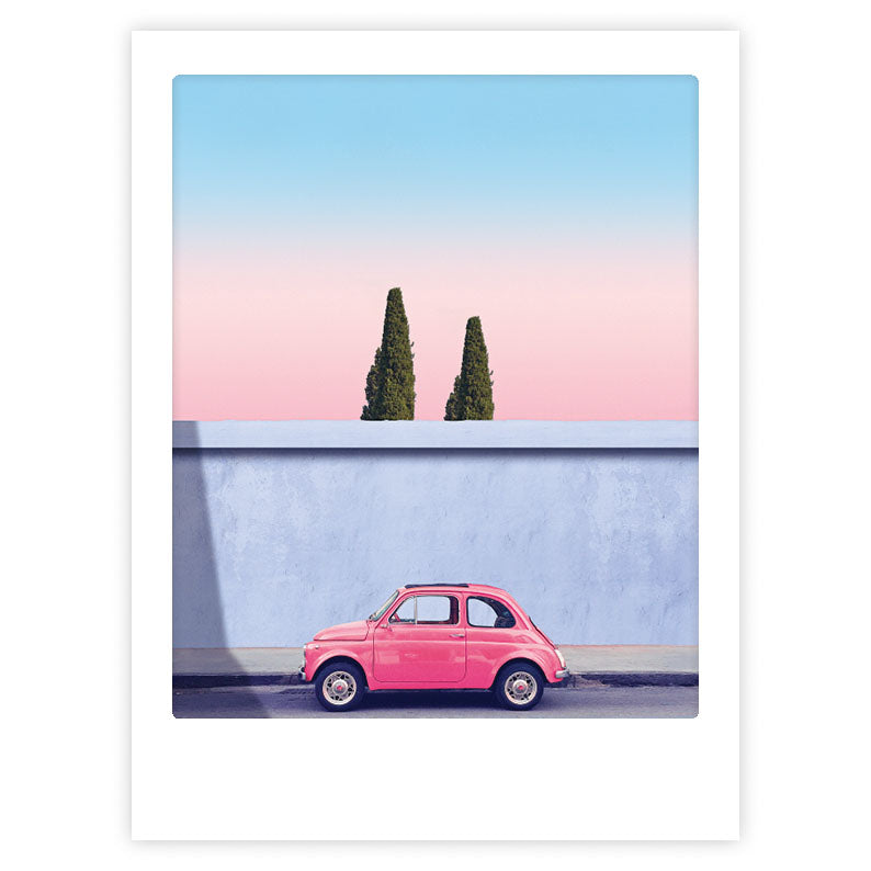 pickmotion-red-car-dawning-art-poster-mit-echtglas-rahmen image 1