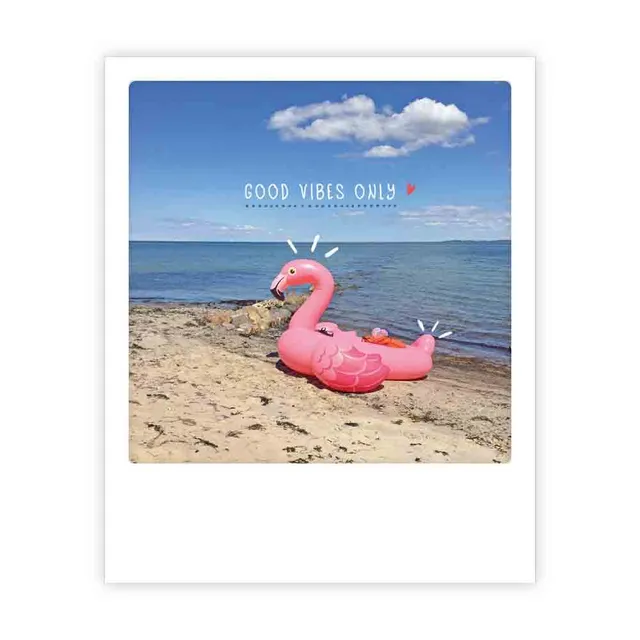 pickmotion-good-vibes-only-flamingo-postkarte-sofortbild-stil image 1
